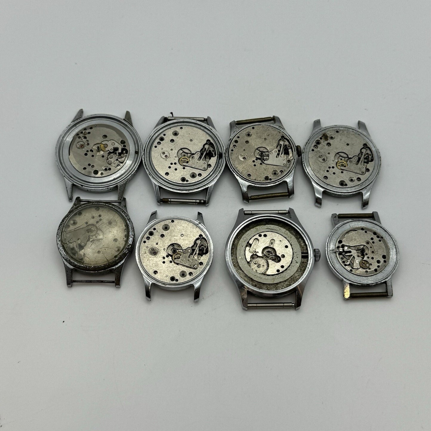 8 x Vintage Soviet Manual Wind Watch Heads For Parts Repair Job Lot Bundle