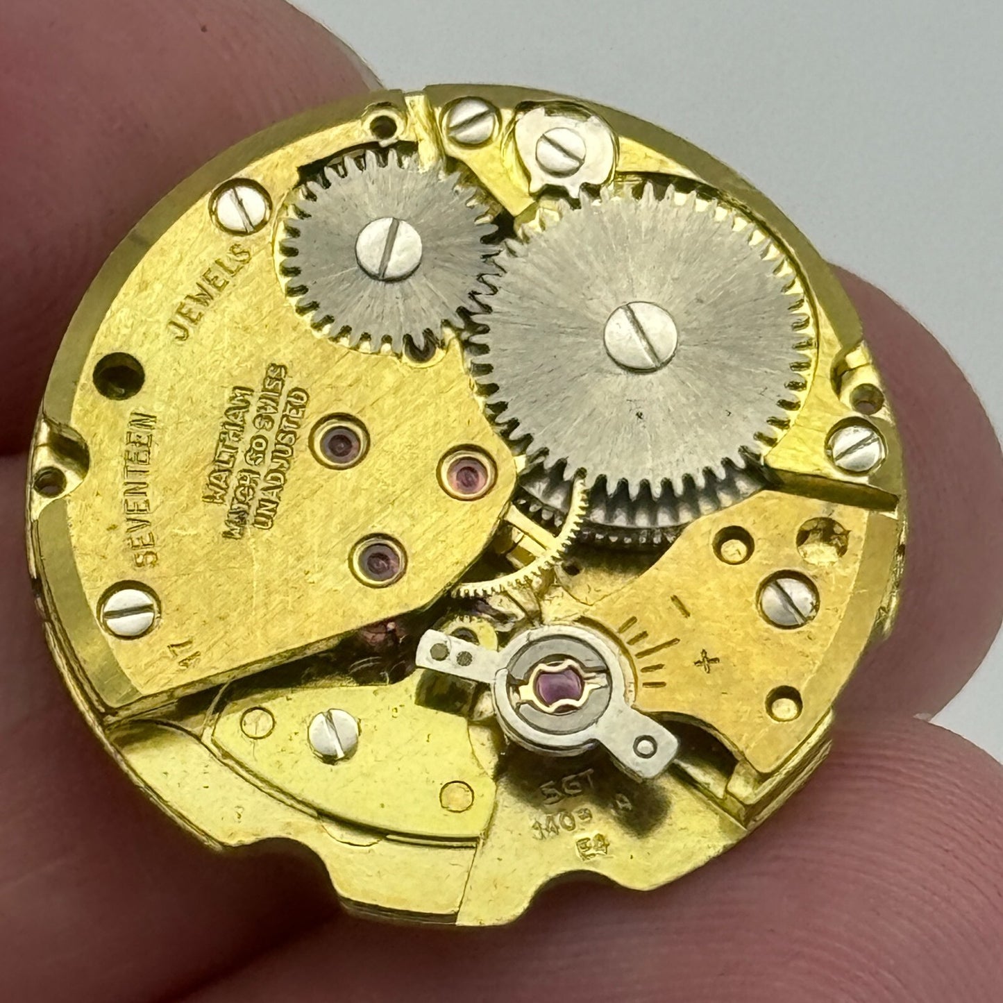25.9mm Waltham SGT 140-A E4 Manual Wind Watch Movement Swiss Vintage PARTS SPARE