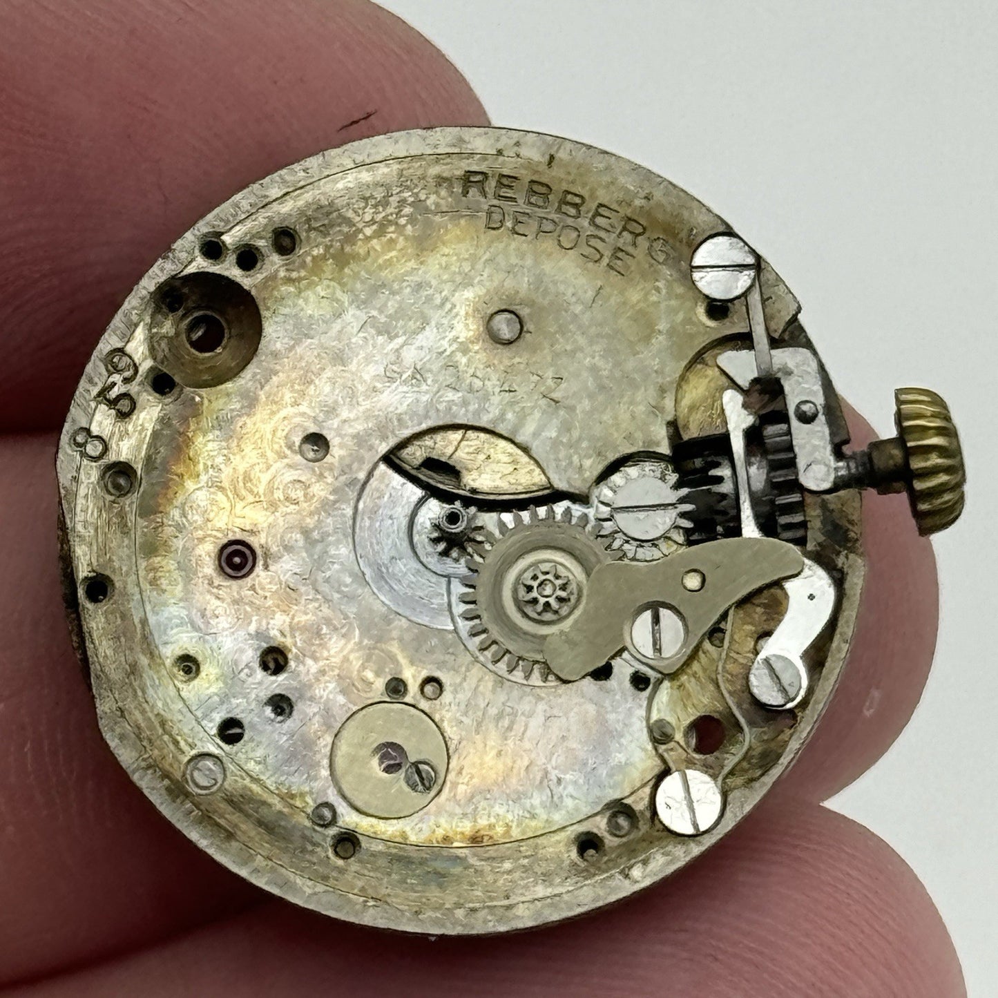 25.7mm ROLEX Rebberg Manual Wind Trench Watch Movement & Dial Antique PARTS