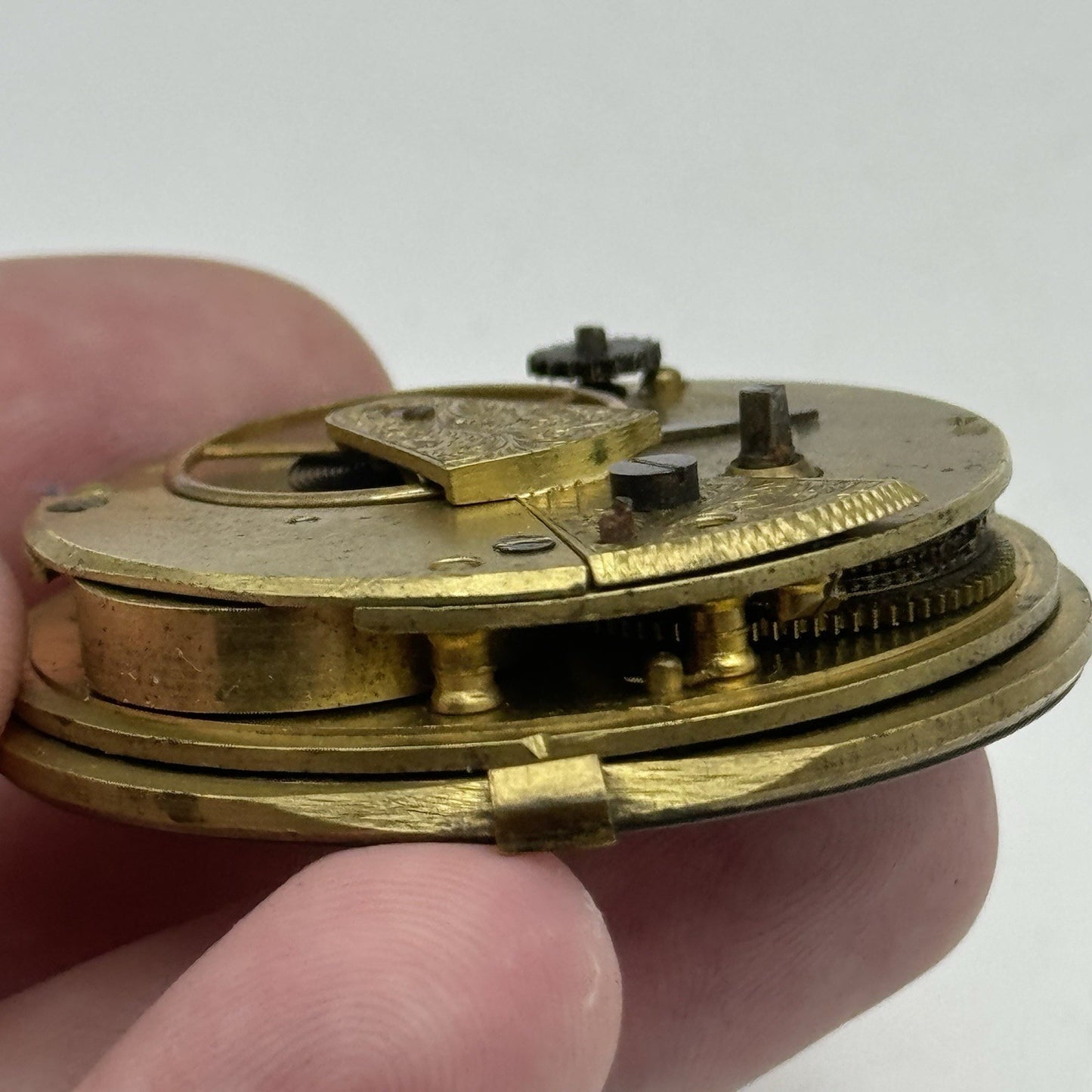 45.5mm Antique Unidentified Fusee Pocket Watch Movement - PARTS REPAIR SPARES