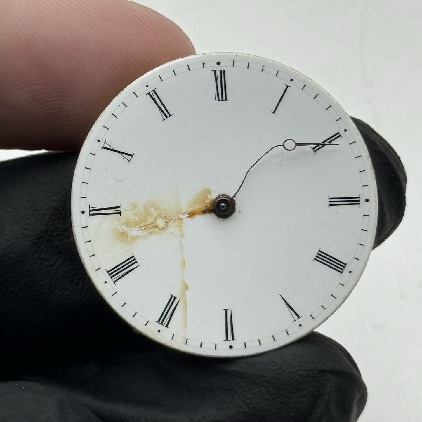 30.4mm Antique White Porcelain Dial Cylinder Watch Movement FOR PARTS