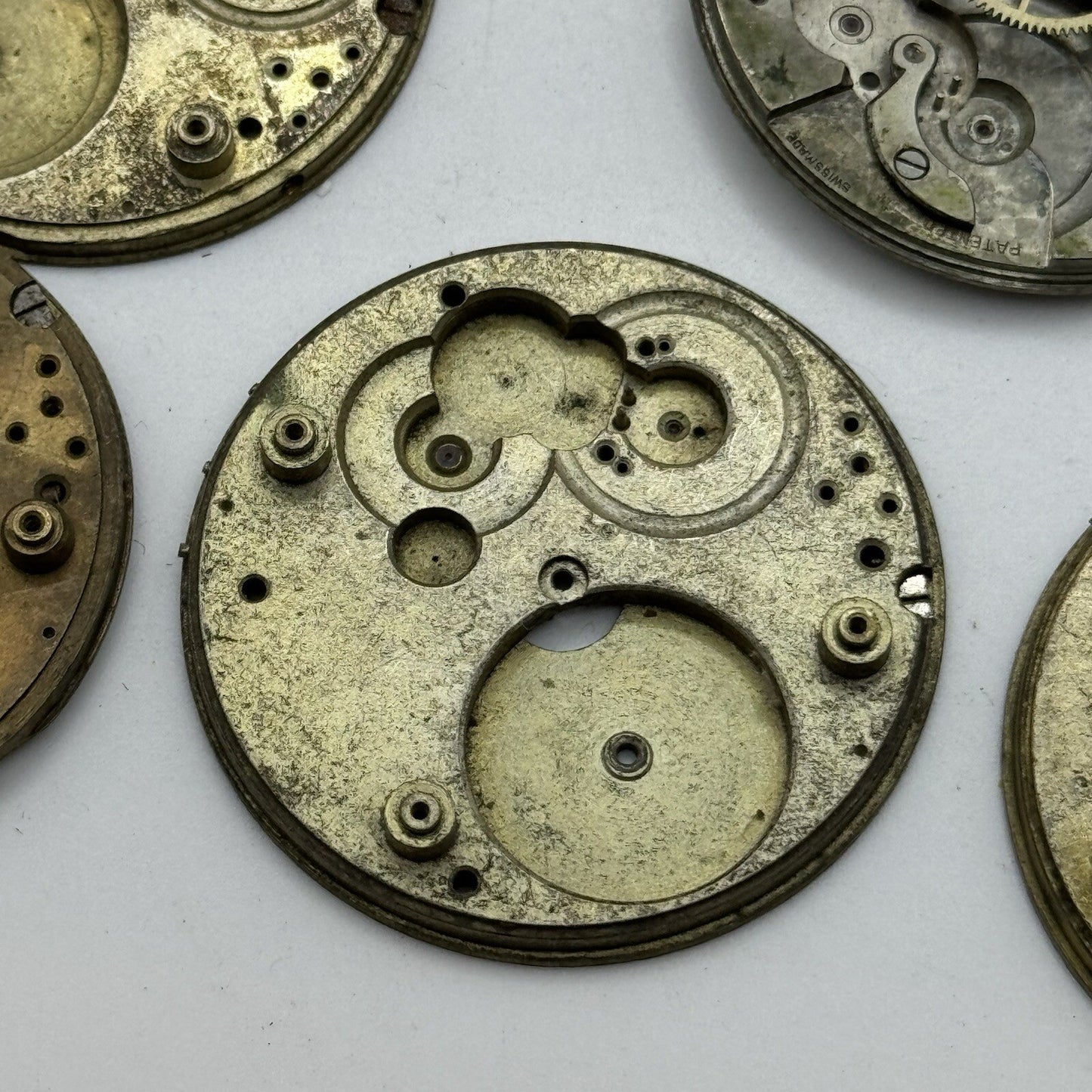Buren Partial Pocket Watch Movement X 5 Job Lot Parts Repair Watchmakers Spares