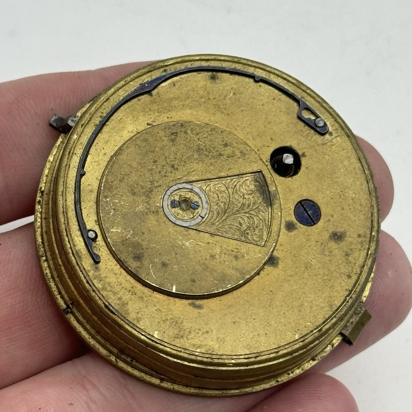 50mm A Yewdall Leeds English Fusee Pocket Watch Movement - Chain Present PARTS