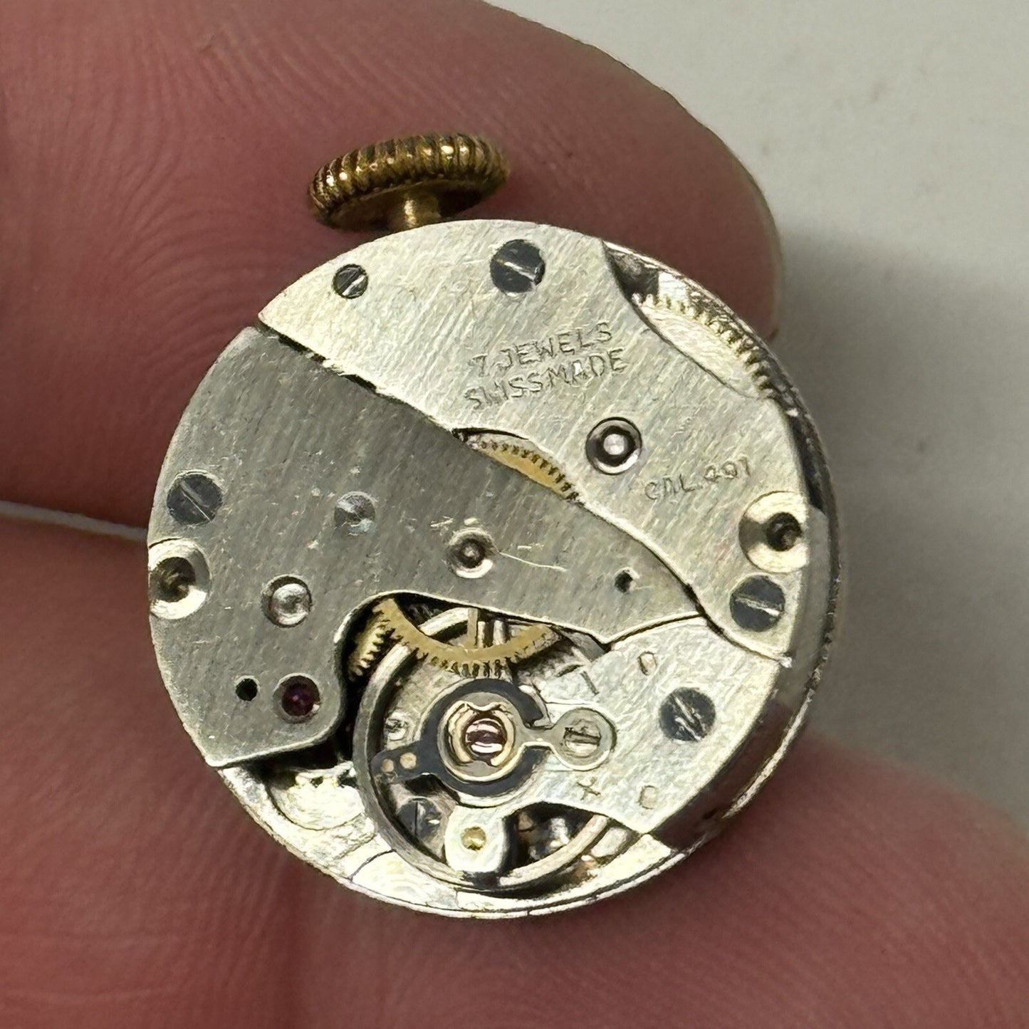 21mm Ladies Oris Cal 491 Gold Plated Blue Strap Swiss Watch FOR PARTS To Restore