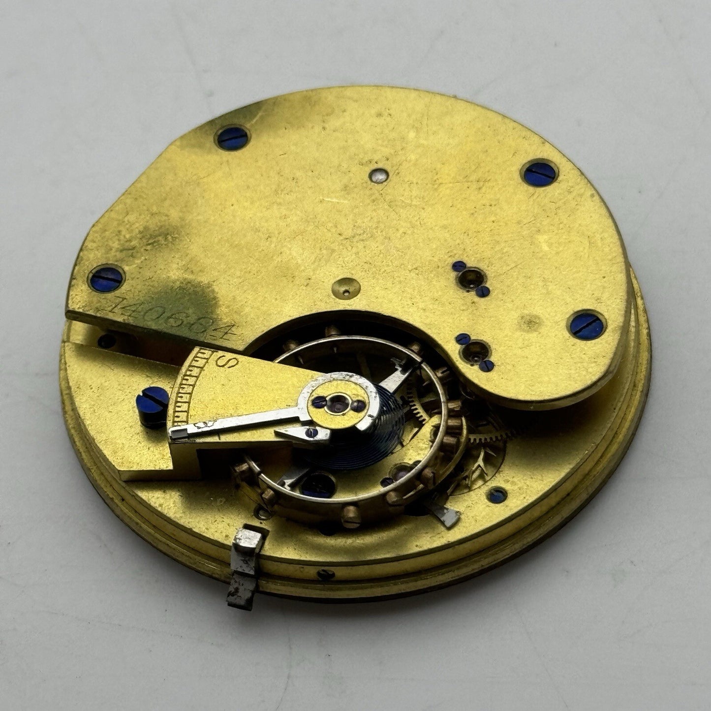 44.7mm Unidentified White Porcelain Dial Pocket Watch Movement FOR PARTS