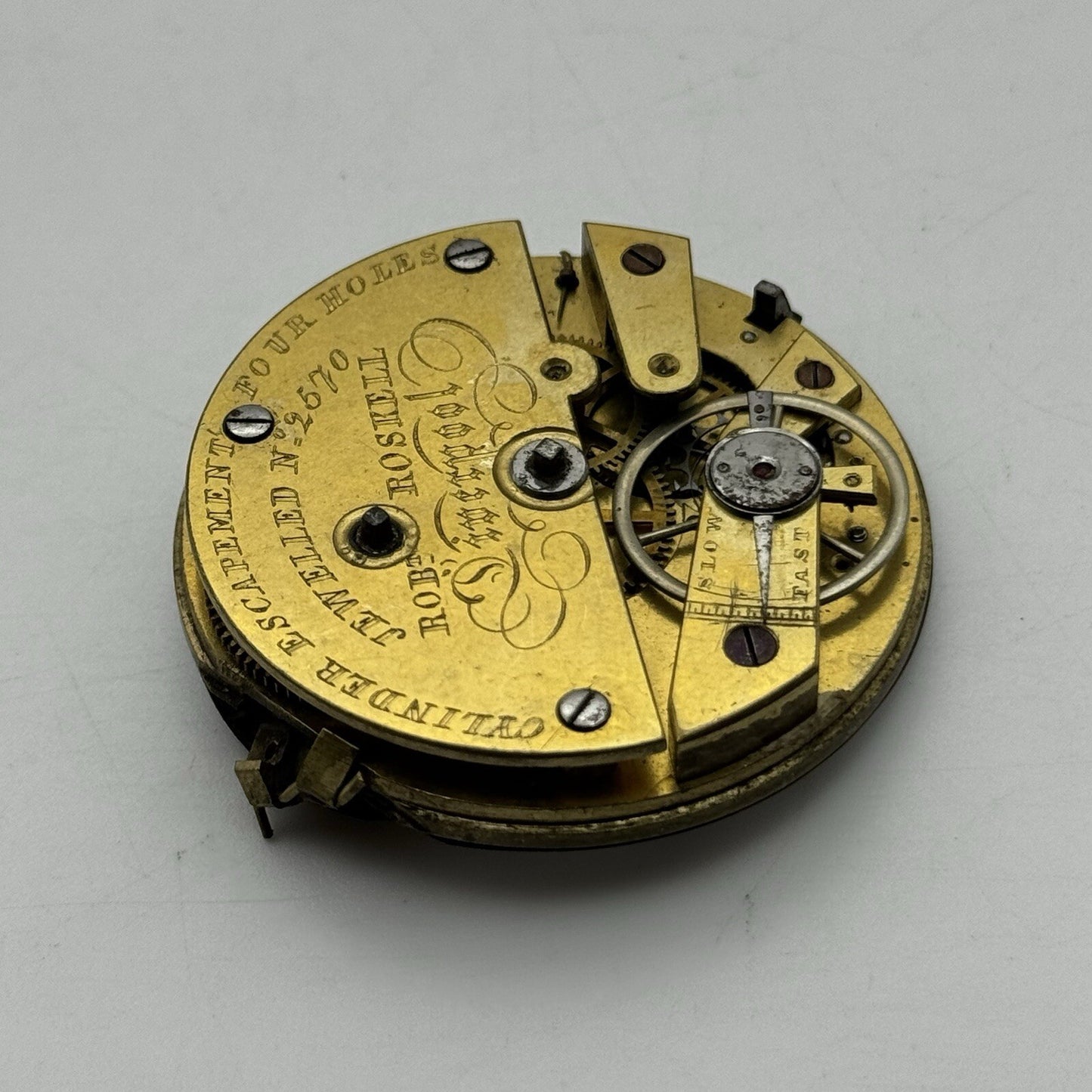 Robert Roskell Liverpool Cylinder Escapement Four Holes Pocket Watch Movement