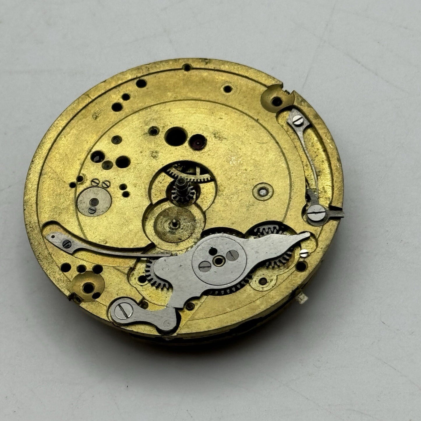 42.9mm Unidentified Chronograph Pocket Watch Movement FOR PARTS Restoration