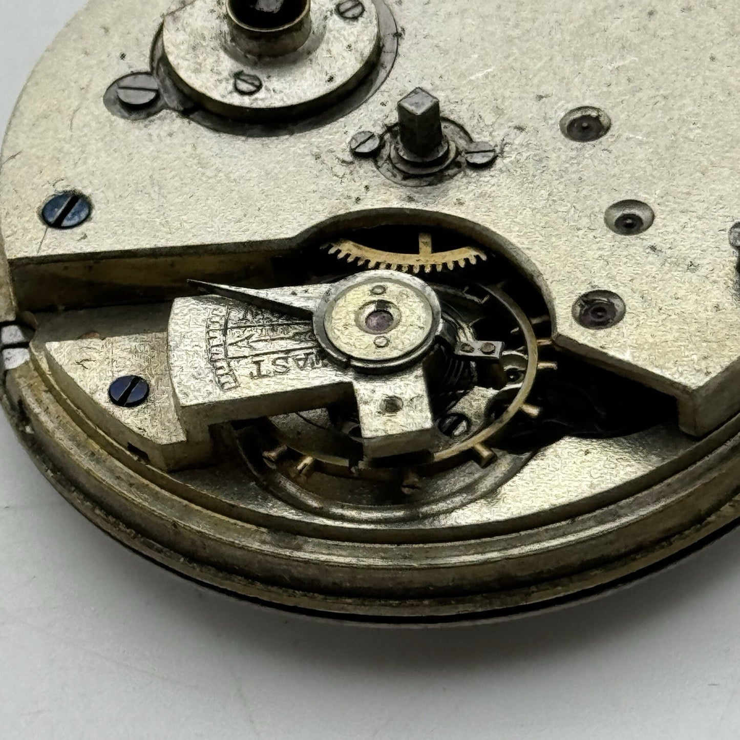 45.8mm Manual Wind Unidentified Pocket Watch Movement Dial Hands FOR PARTS