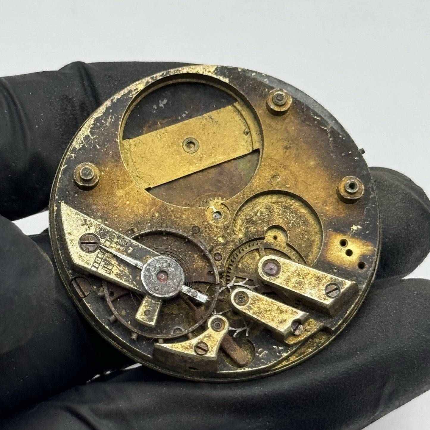 45.6mm Unidentified Beautiful Dial Partial Pocket Watch Movement FOR PARTS