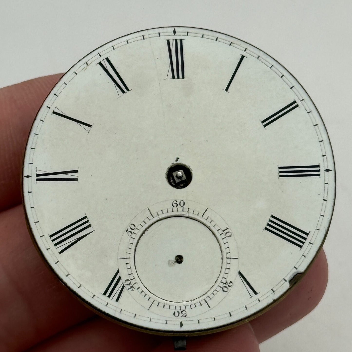 44.3mm Antique Unidentified Fusee Balance Intact Pocket Watch Movement PARTS