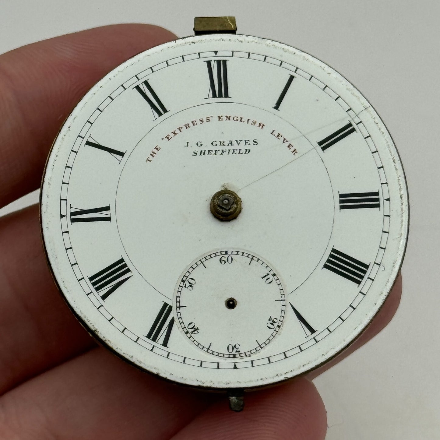 44.6mm Antique J G Graves Sheffield English Express Lever Pocket Watch Movement