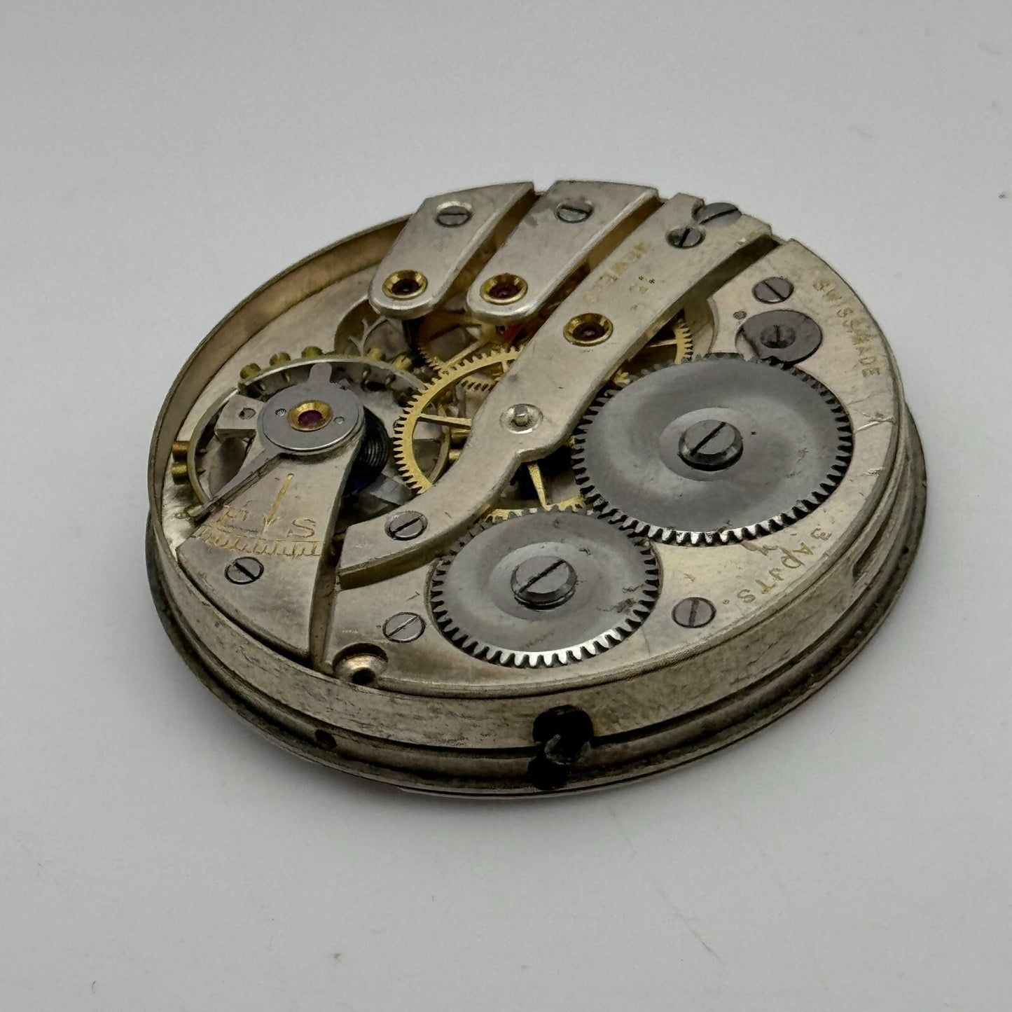 43mm Cyma Ref 919 Tavannes 15 Jewels Open Face Swiss Pocket Watch Movement PARTS