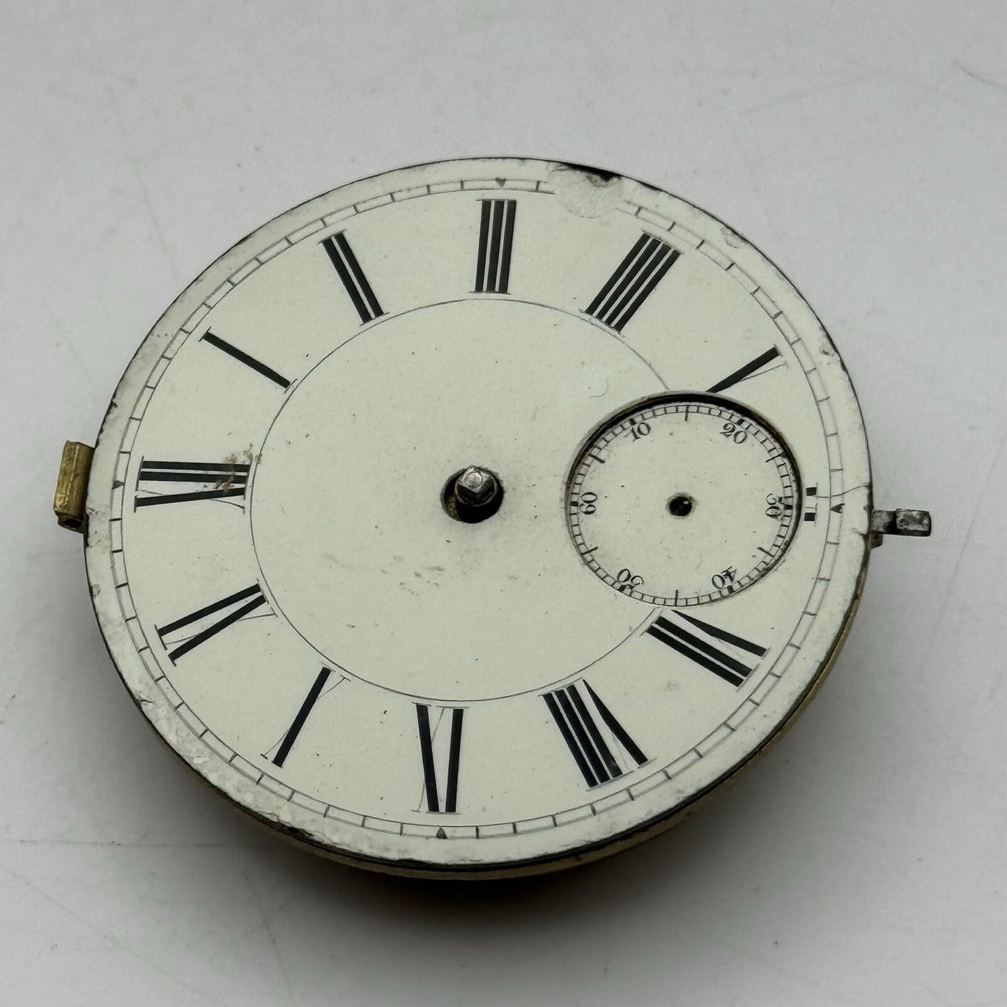 46.5mm Unidentified Pocket Watch Movement Roman Numerals Dial FOR PARTS
