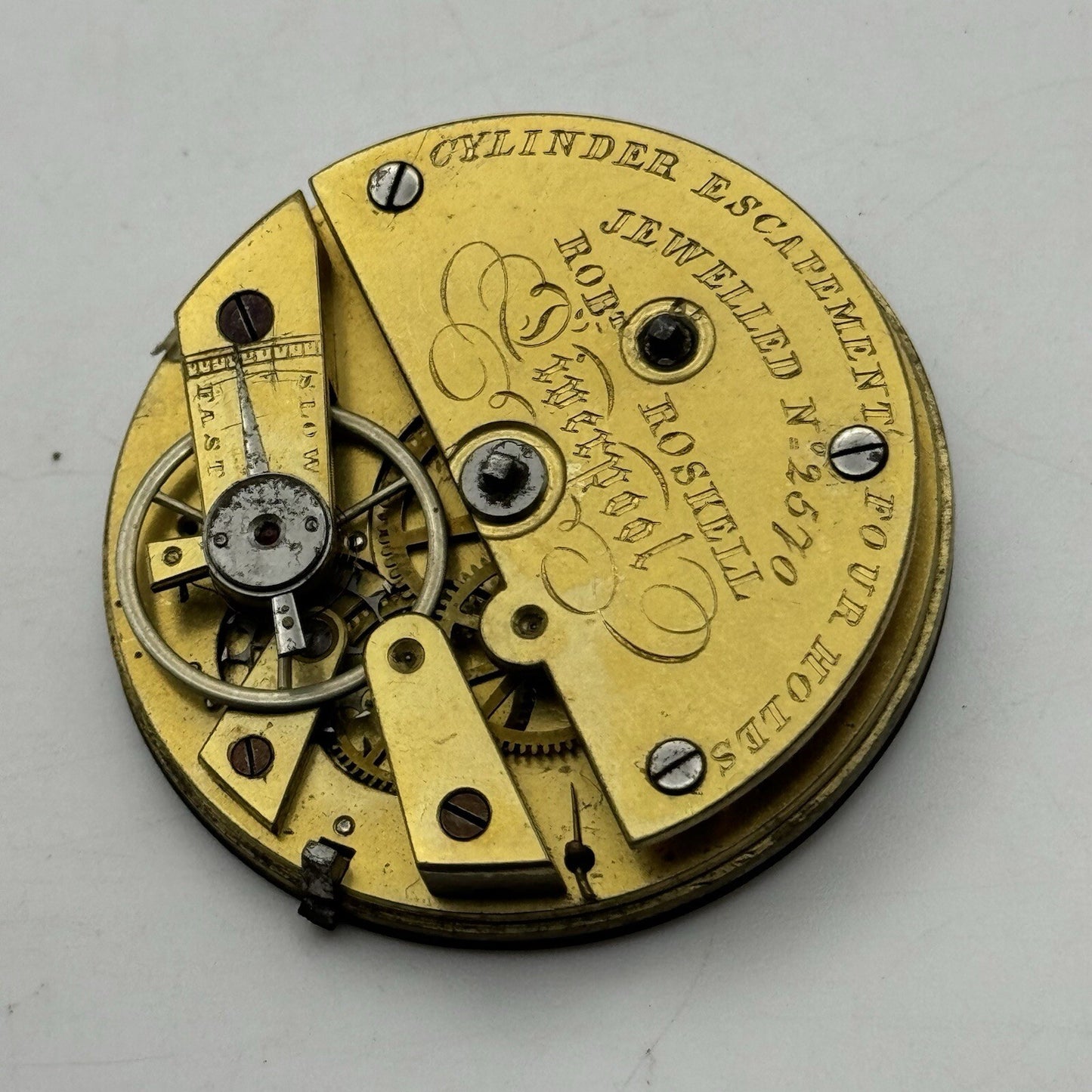 Robert Roskell Liverpool Cylinder Escapement Four Holes Pocket Watch Movement