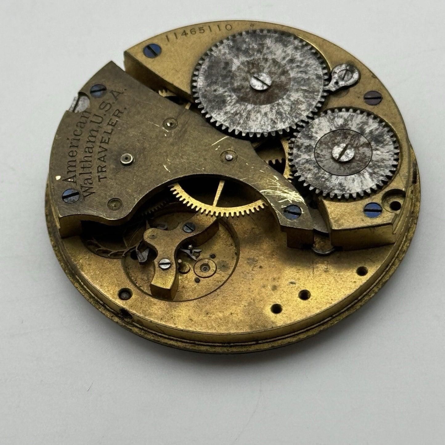 43.1mm Manual Wind Waltham Traveler Model Hunter Pocket Watch Movement FOR PARTS