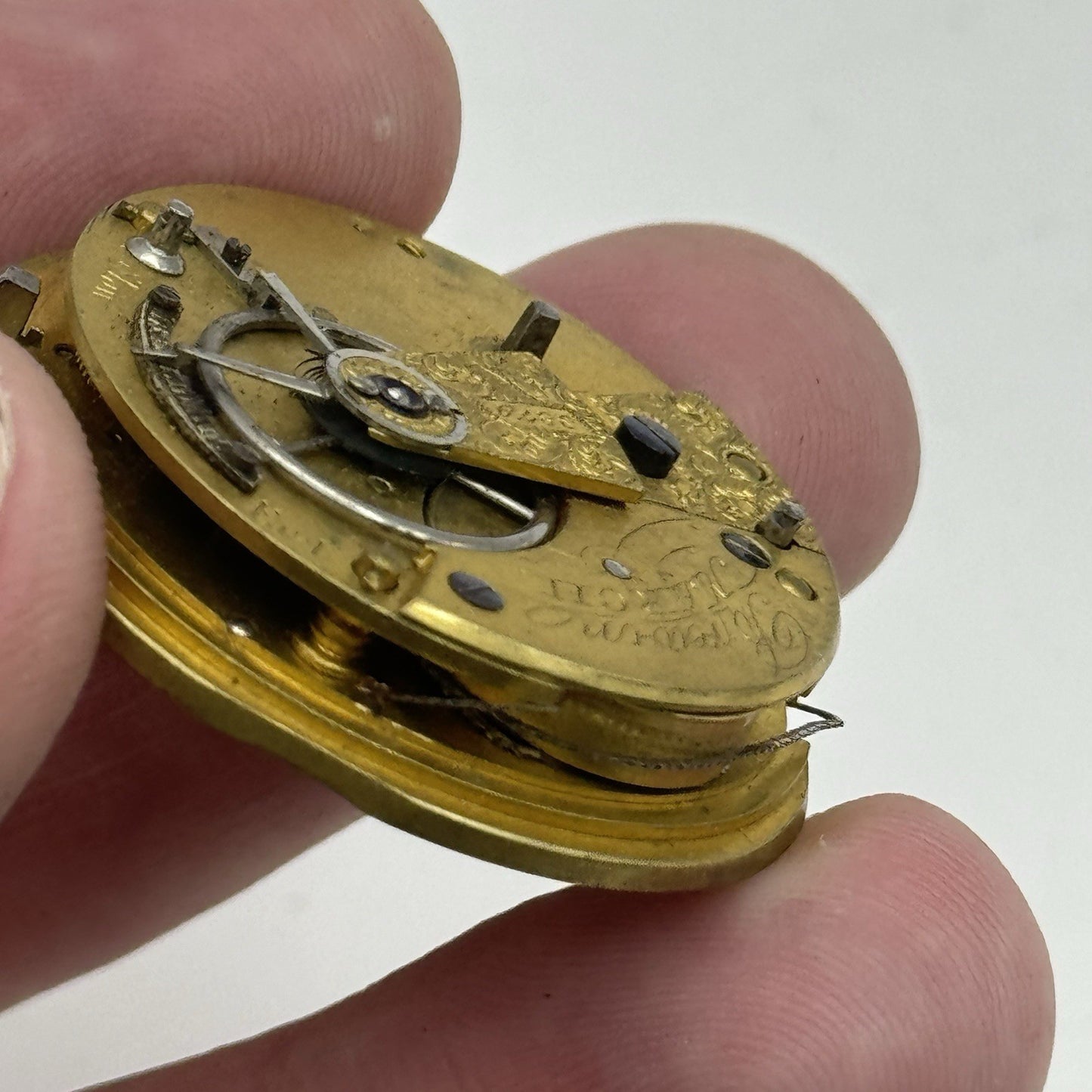 36.2mm Antique Brewin March English Fusee Pocket Watch Movement - PARTS