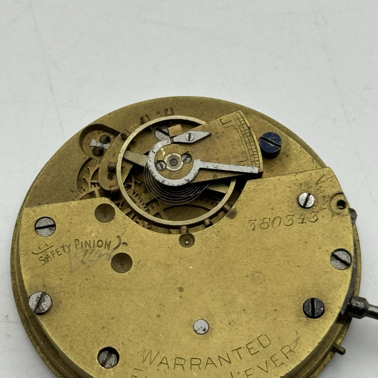 44.7m Warranted English Lever Top Wind Pocket Watch Movement Dial FOR PARTS