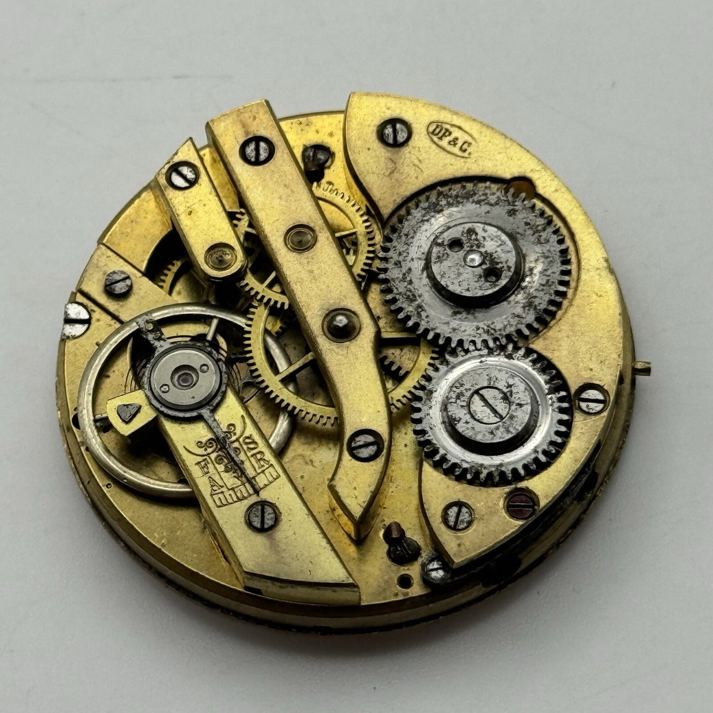 41.2mm Manual Wind D F & C Cylinder Pocket Watch Movement Dial FOR PARTS