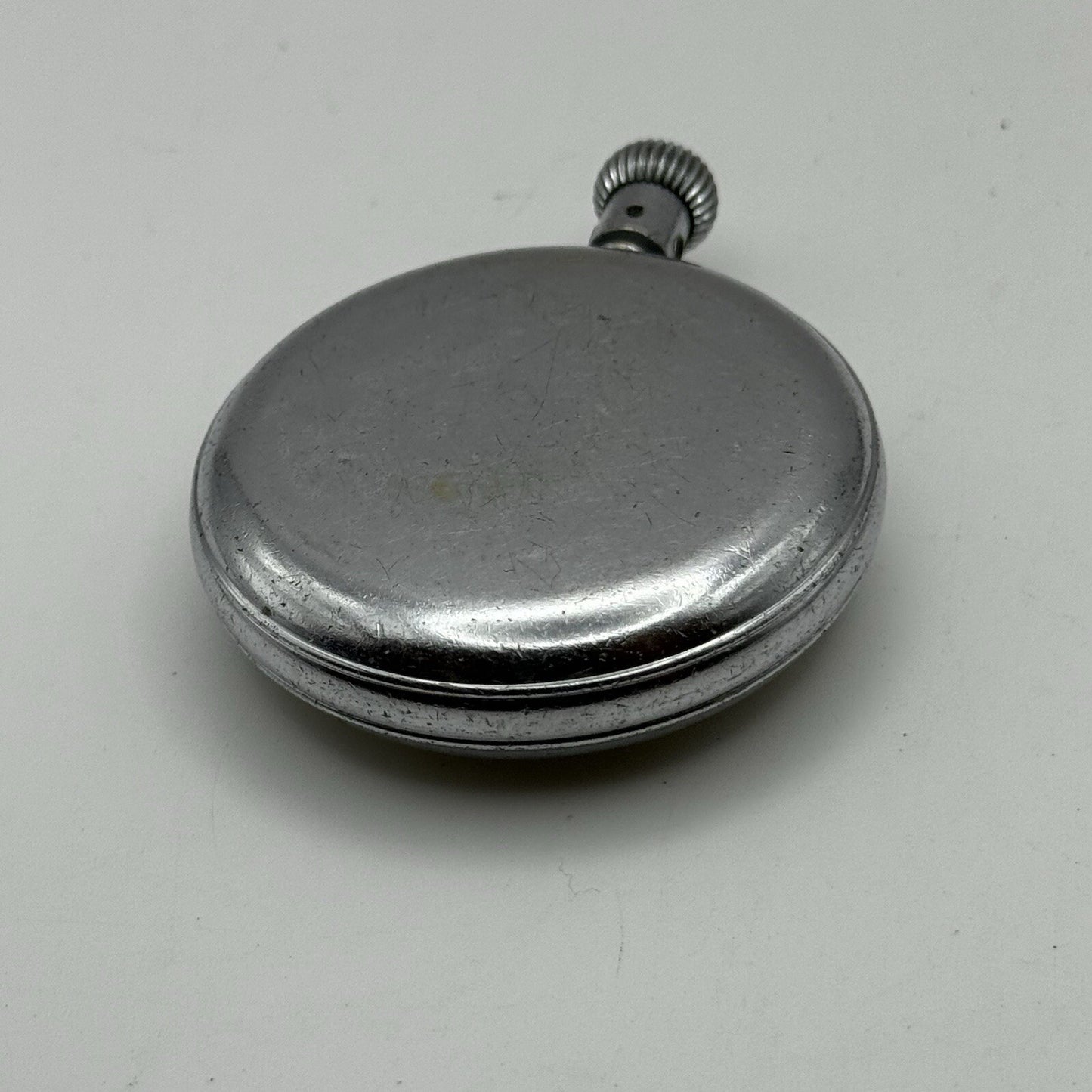 50mm Vintage Smiths Dennison Case SW43 Stop Watch Silver Tone For Parts / Repair