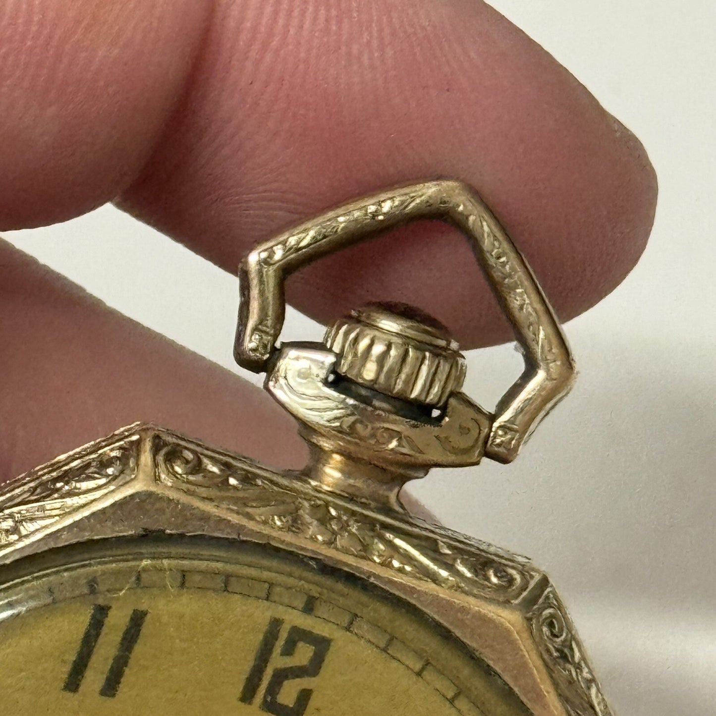 43mm WORKING Vintage Gold Filled York Octagonal Nawco Challenge Pocket Watch