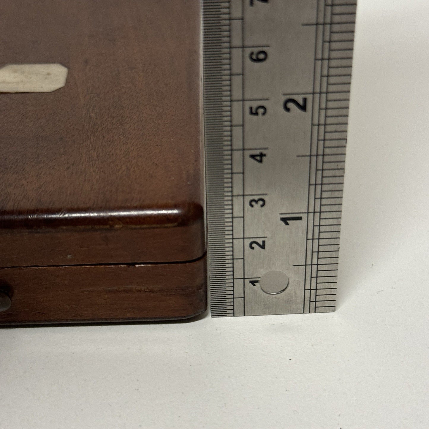 8cm x 10.5cm Antique Wooden Pocket Watch Box Purple Velvet Interior To Restore