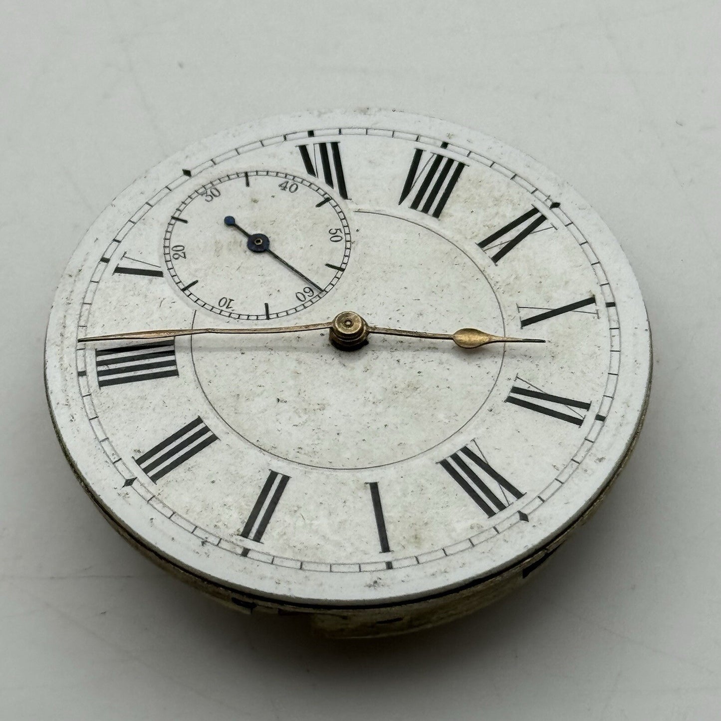 45.8mm Manual Wind Unidentified Pocket Watch Movement Dial Hands FOR PARTS