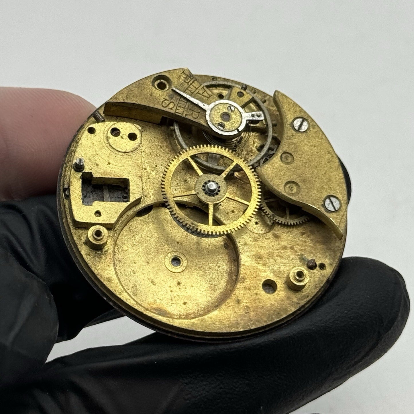 42.4mm Partial Pocket Watch Movement White Porcelain Dial FOR PARTS Restore