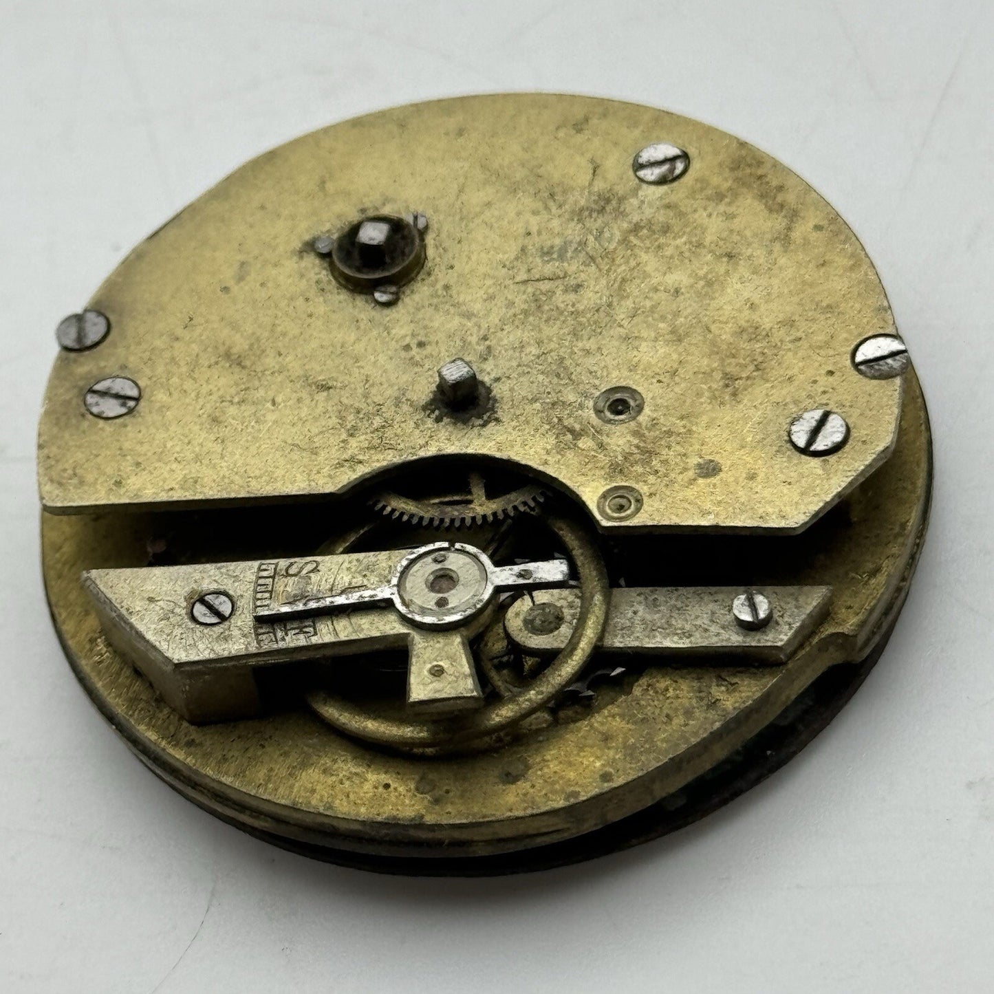 44.9mm Unidentified Pocket Watch Movement Roman Numerals Dial FOR PARTS