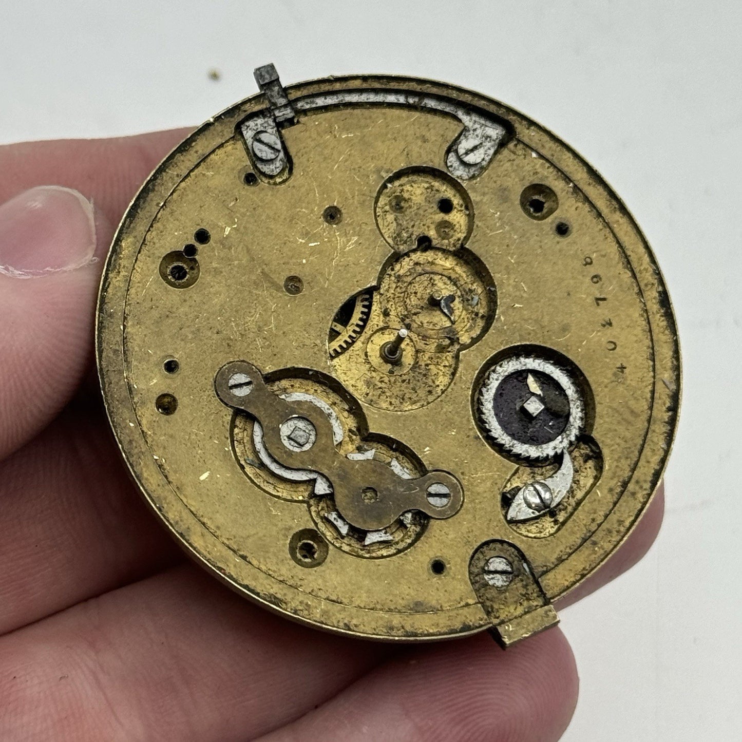 50mm A Yewdall Leeds English Fusee Pocket Watch Movement - Chain Present PARTS