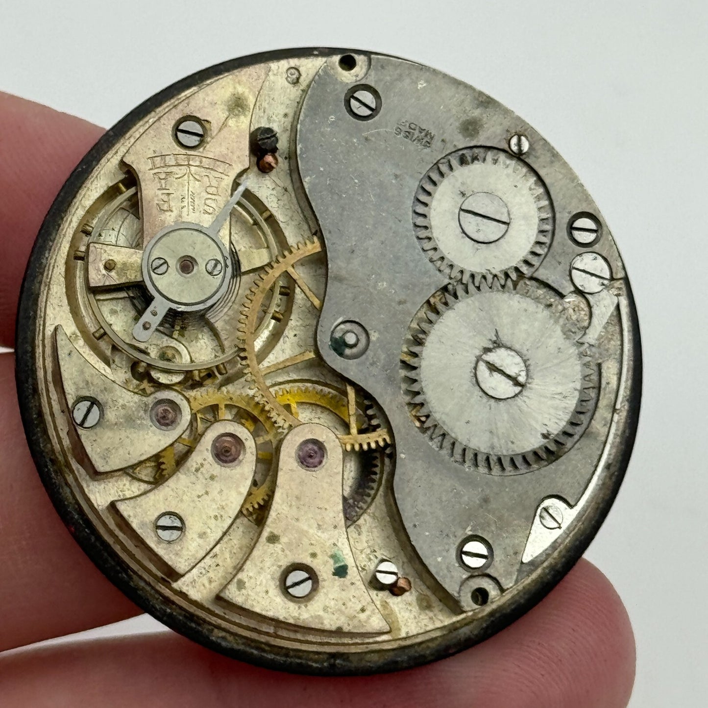 43mm Vintage Open Face Swiss Balance Intact Pocket Watch Movement PARTS SPARES