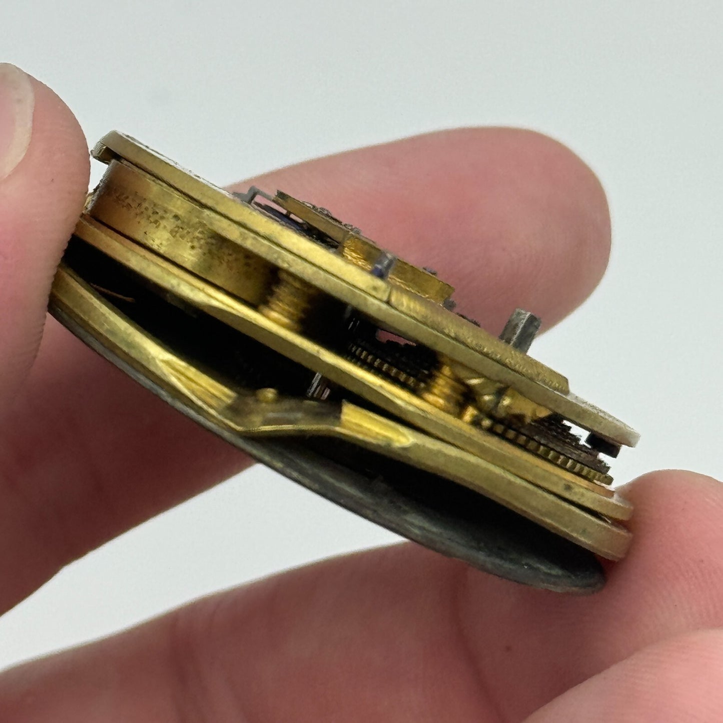 44.3mm Antique Unidentified Fusee Balance Intact Pocket Watch Movement PARTS