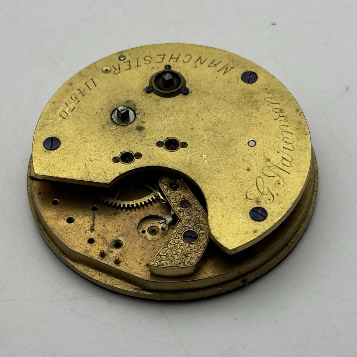 51.7mm Centre Seconds Chronograph Fusee Pocket Watch Movement FOR PARTS