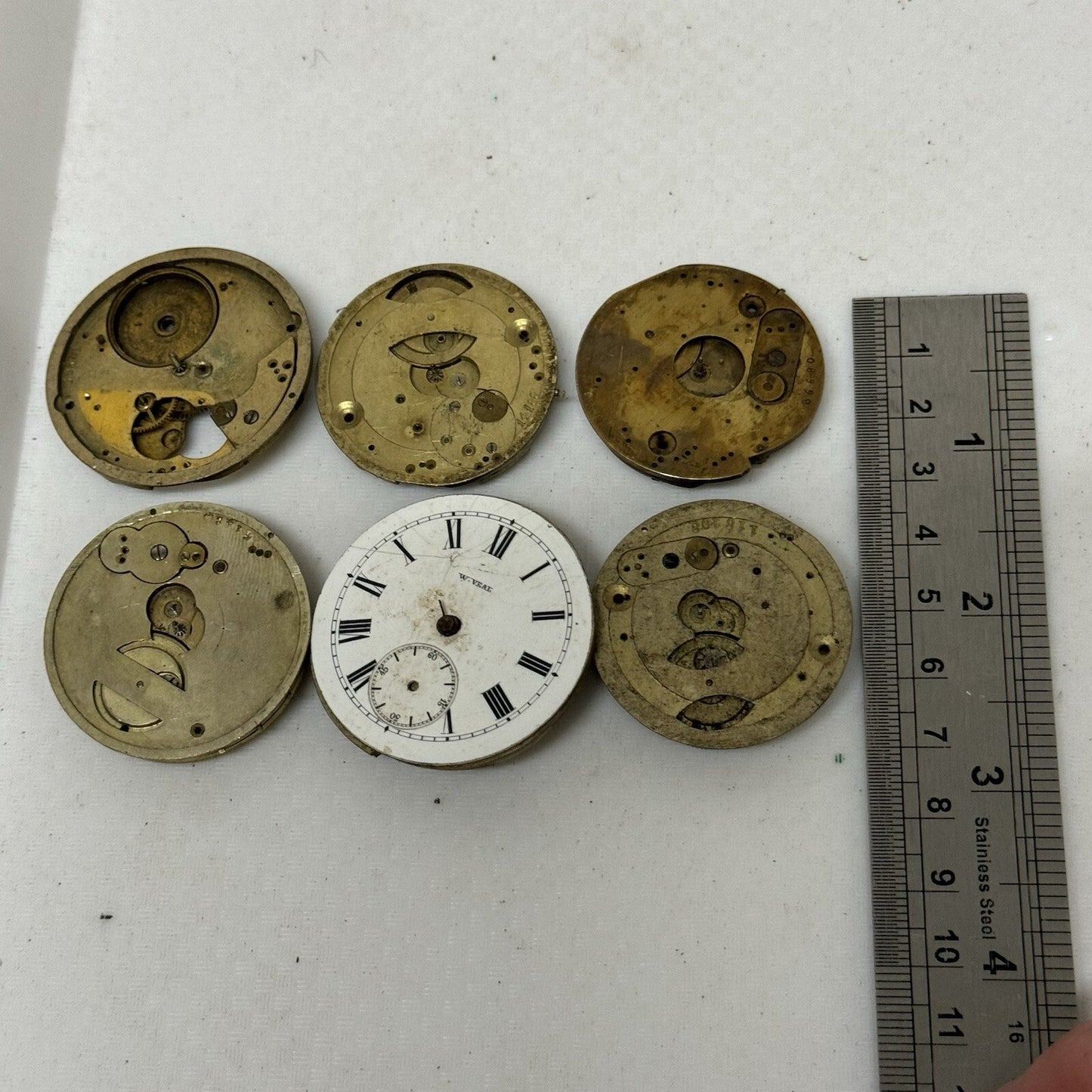 6 X Antique Key Wound Pocket Watch Movements Parts Repair Watchmakers Job Lot