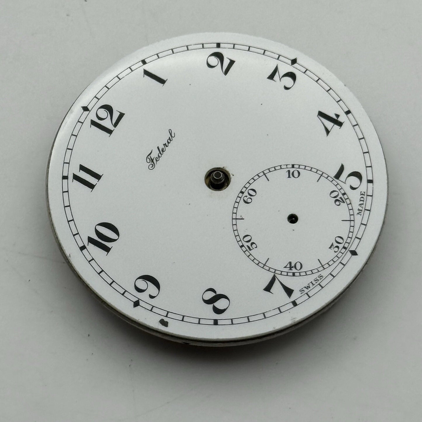 42.9mm Manual Wind Federal Porcelain Dial Pocket Watch Movement FOR PARTS