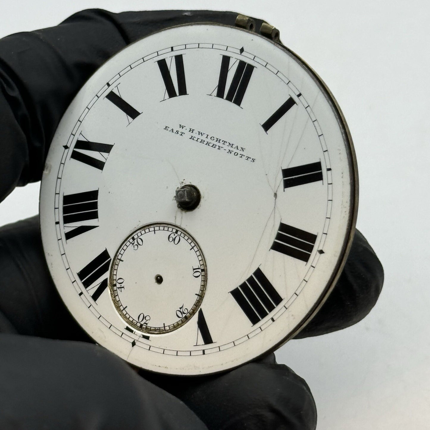 50mm W H Wightman East Kirkby-Notts Large Fusee Pocket Watch Movement FOR PARTS