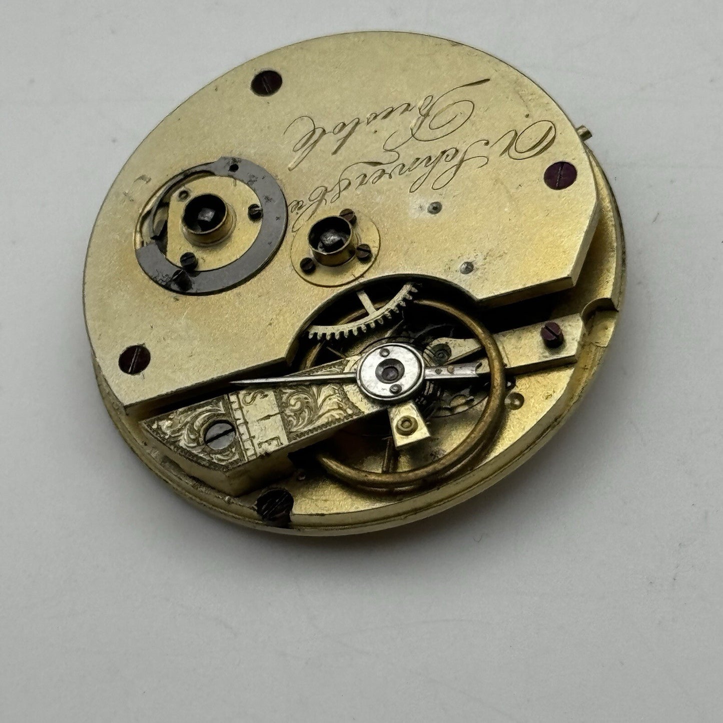 40.4mm Manual Wind A Schwer & Cie Bristol Pocket Watch Movement FOR PARTS