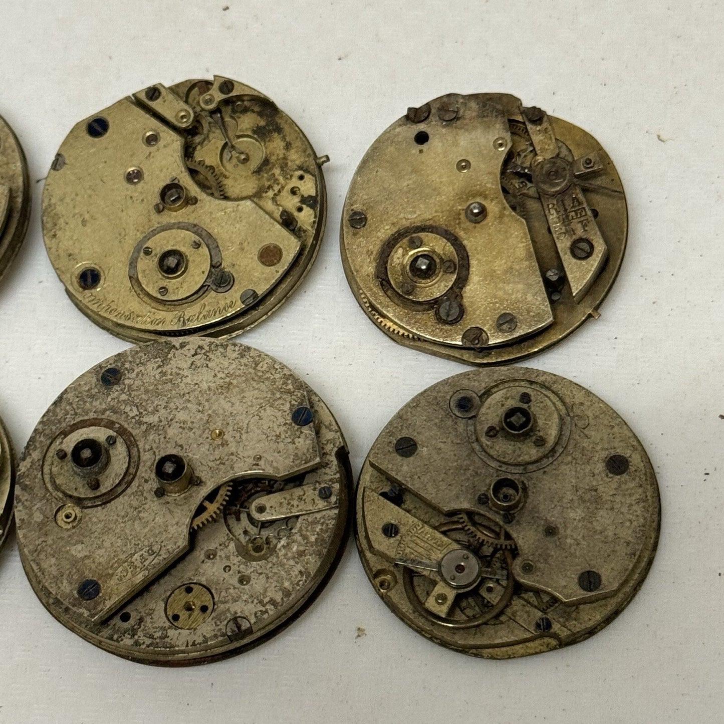 6 X Antique Key Wound Pocket Watch Movements Parts Repair Watchmakers Job Lot