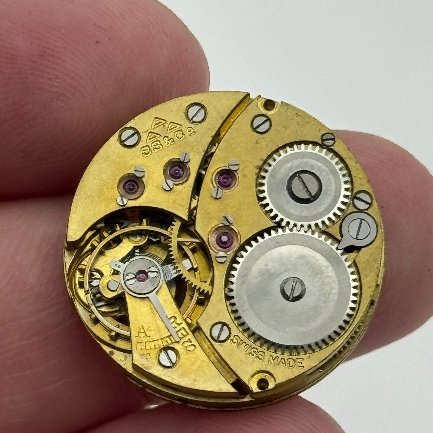 23.6mm Stauffer SS & Co Trench Watch Movement Balance Ok Manual Wind Swiss PARTS