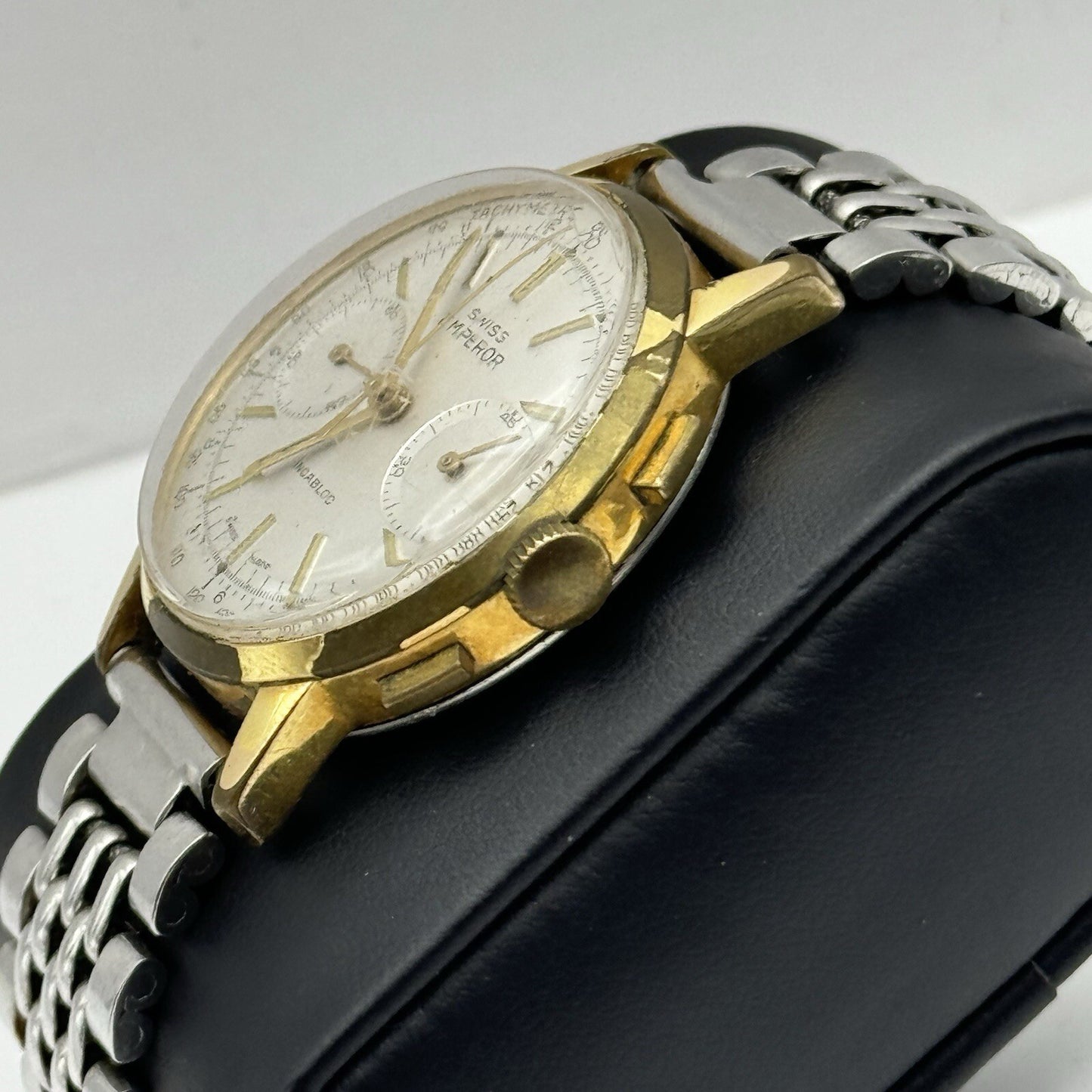 Vintage Swiss Emperor Valjoux 7730 Chronograph Watch Ollech & Wajs TO RESTORE