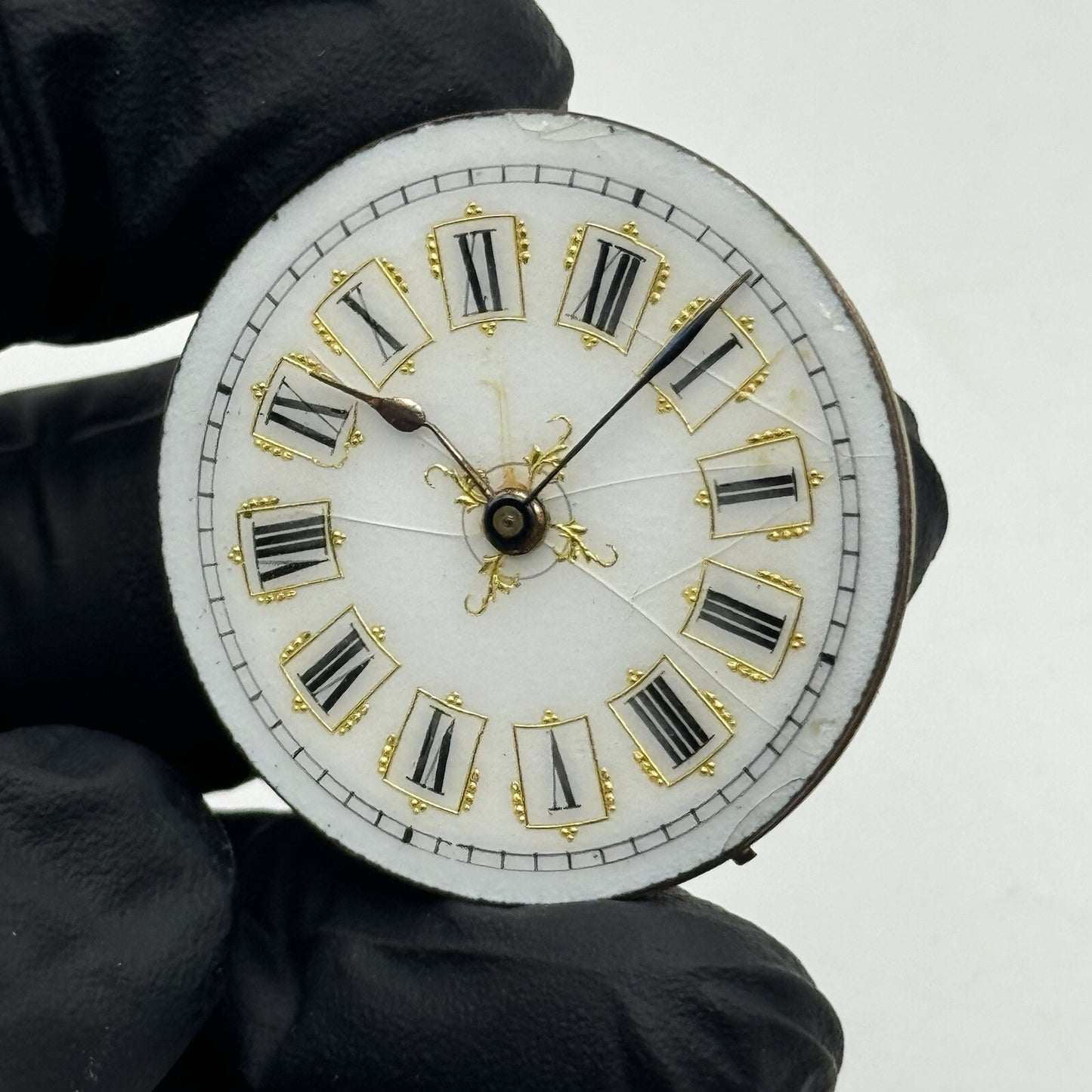 34.4mm Beautiful Patterned Dial Cylinder Pocket Watch Movement FOR PARTS