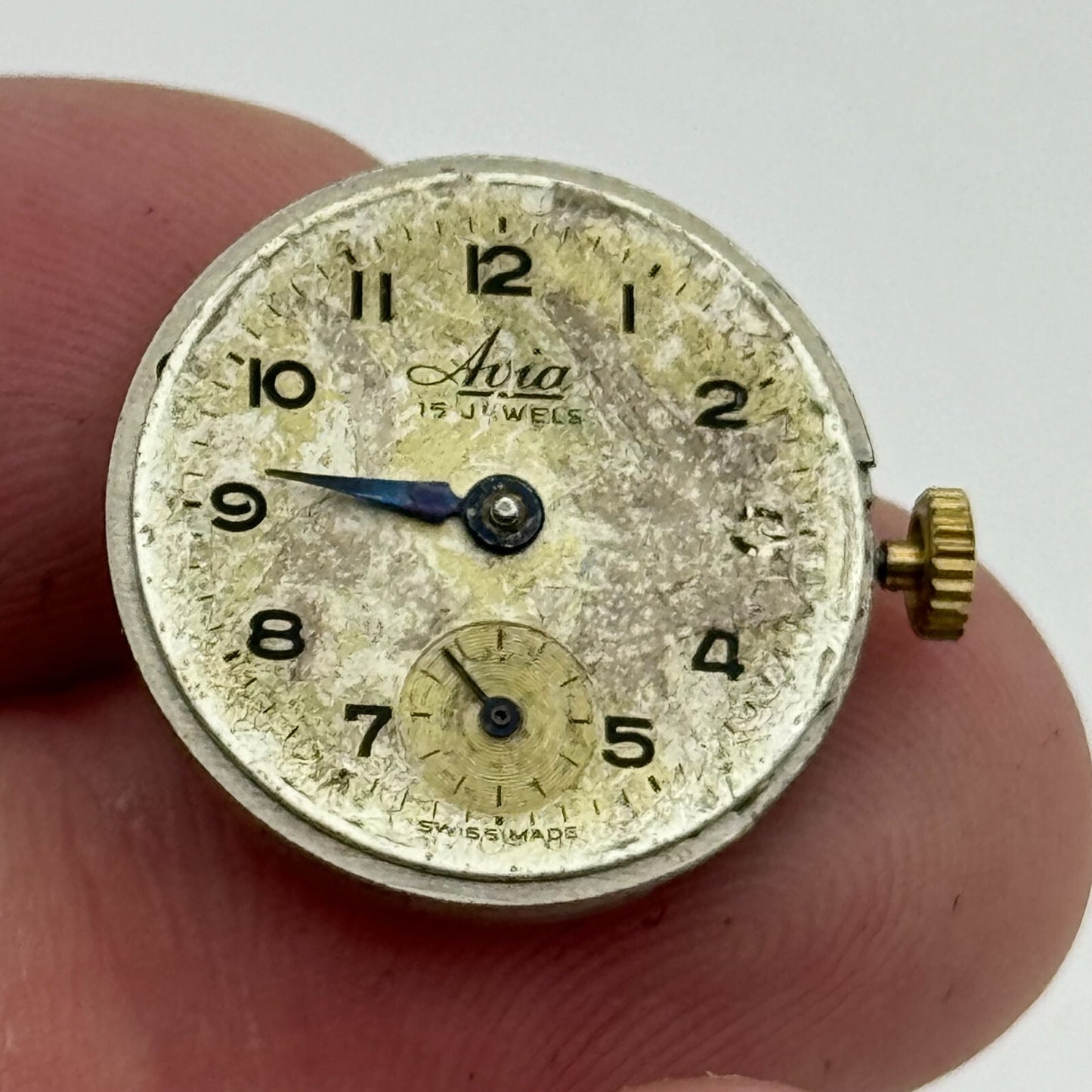 19.6mm Ladies Avia Derby D40 Manual Wind 15 Jewels Watch Movement PARTS SPARES