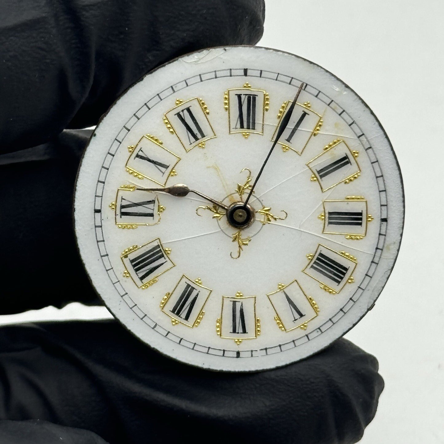 34.4mm Beautiful Patterned Dial Cylinder Pocket Watch Movement FOR PARTS