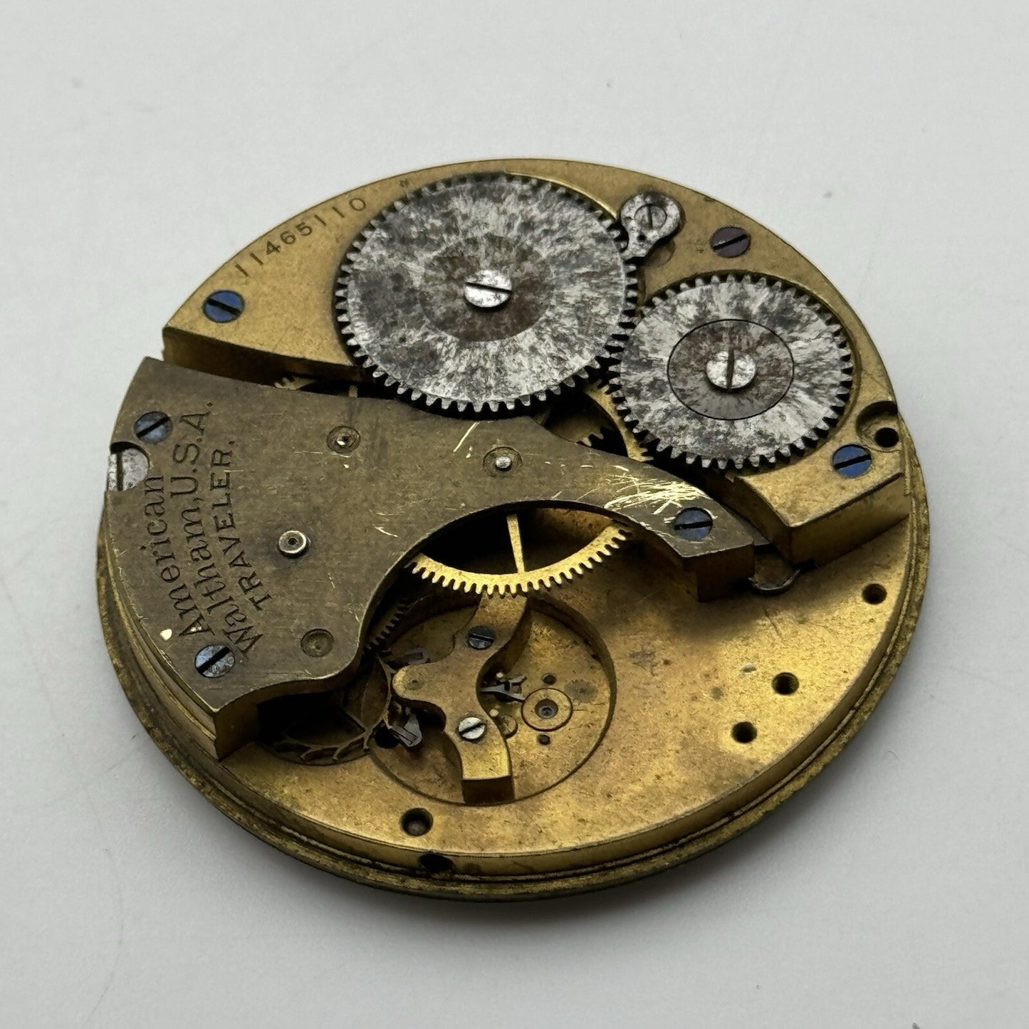 43.1mm Manual Wind Waltham Traveler Model Hunter Pocket Watch Movement FOR PARTS
