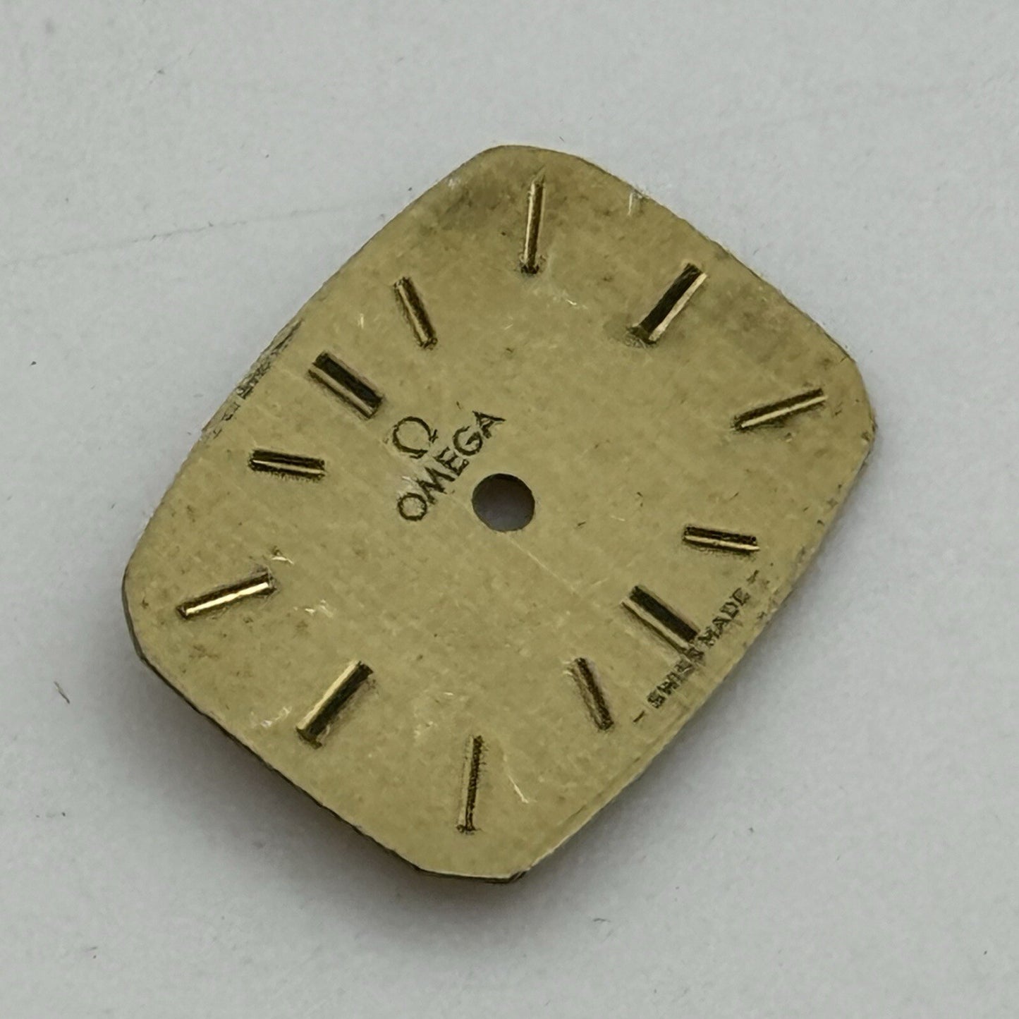 15.6mm x 11.7mm Rectangle Omega Gold Tone Ladies Wristwatch Dial Spares Parts
