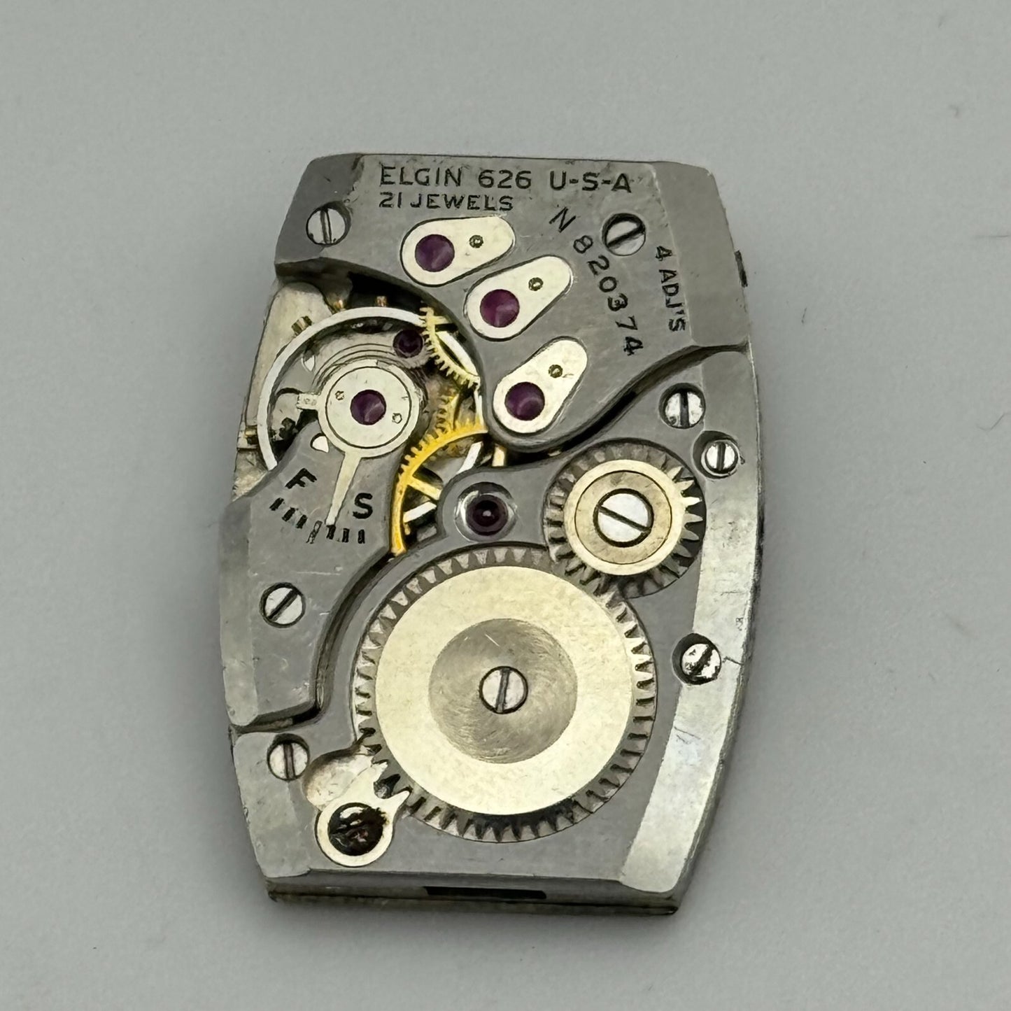 15/0s Elgin Grade 626 Model 2 Vintage American Tank Watch Movement PARTS SPARES