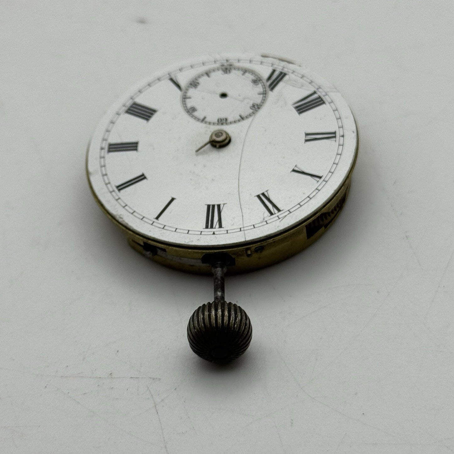 44.7m Warranted English Lever Top Wind Pocket Watch Movement Dial FOR PARTS
