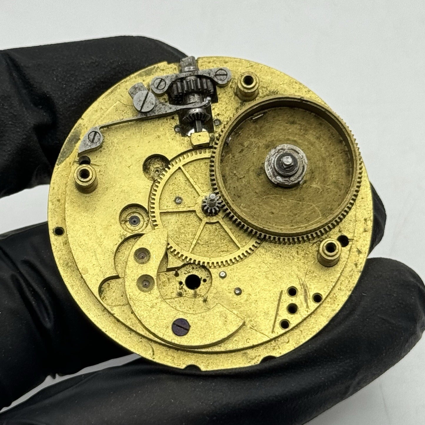 43.7mm Unidentified Partial Pocket Watch Movement FOR PARTS Restoration