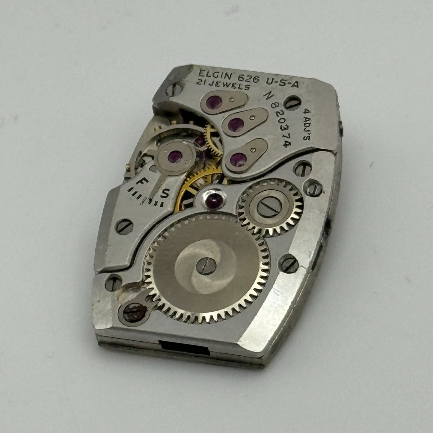 15/0s Elgin Grade 626 Model 2 Vintage American Tank Watch Movement PARTS SPARES