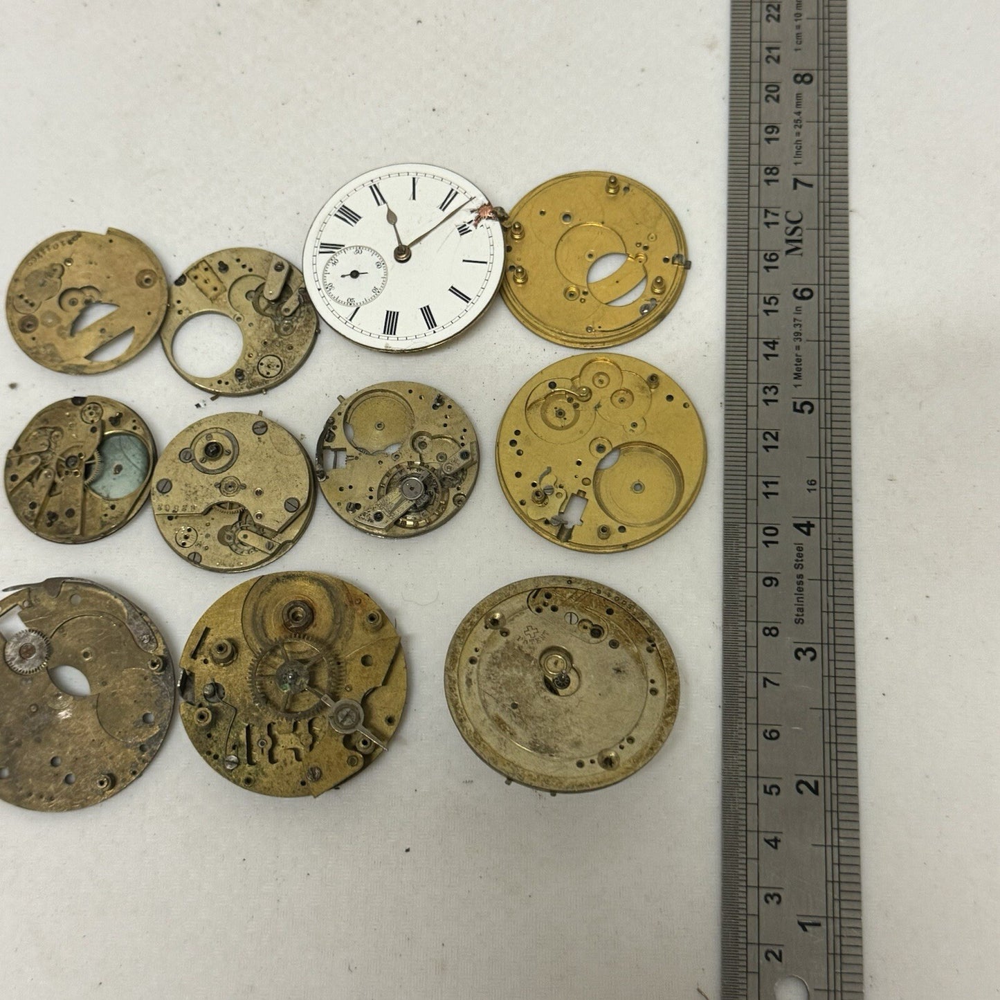 12 x Antique Partial Pocket Watch Movements Parts Repair Watchmakers Job Lot