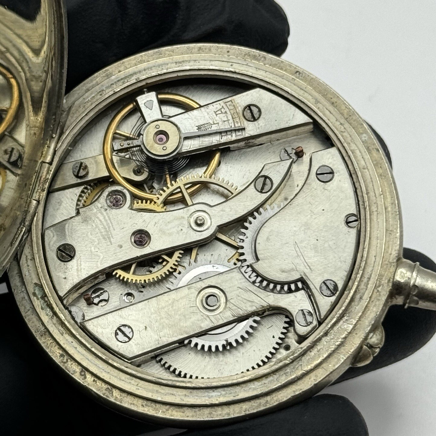 50mm Runs But Stops Antique Art Deco Case Pin Set Argentan Quality Pocket Watch